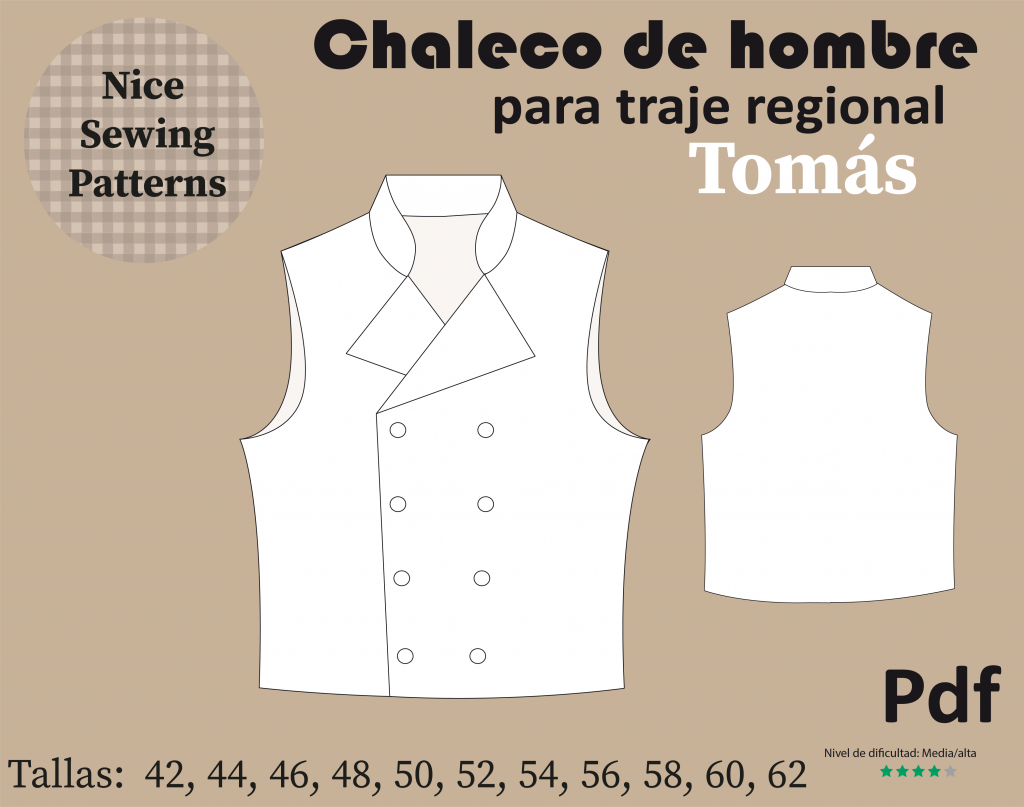 patron de chaleco de baturro con solapa y cuello alto